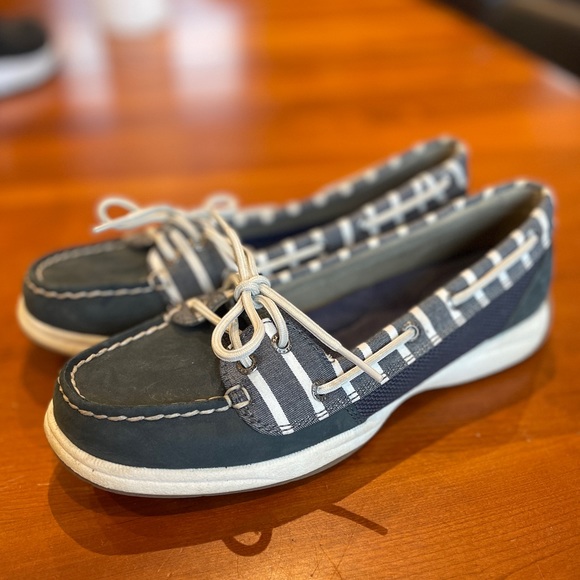 Sperry Laguna print navy stripe s7 boat shoe - Picture 2 of 4